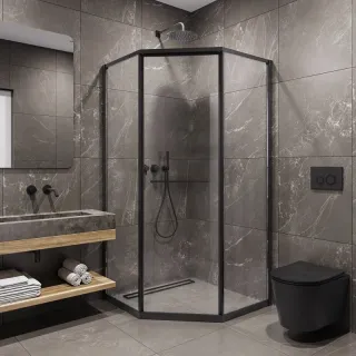 Душевой уголок Timo T35R 100x100 см правый чёрный